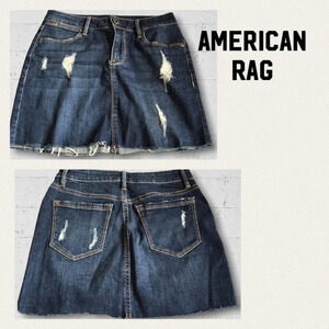 American Rag Distressed Denim Mini Skirt